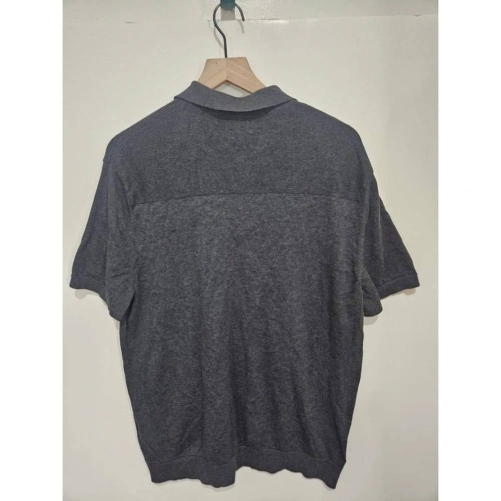 Banana Republic Mens XL Supima Cotton Knit Polo Shirt Charcoal Gray Short Sleeve